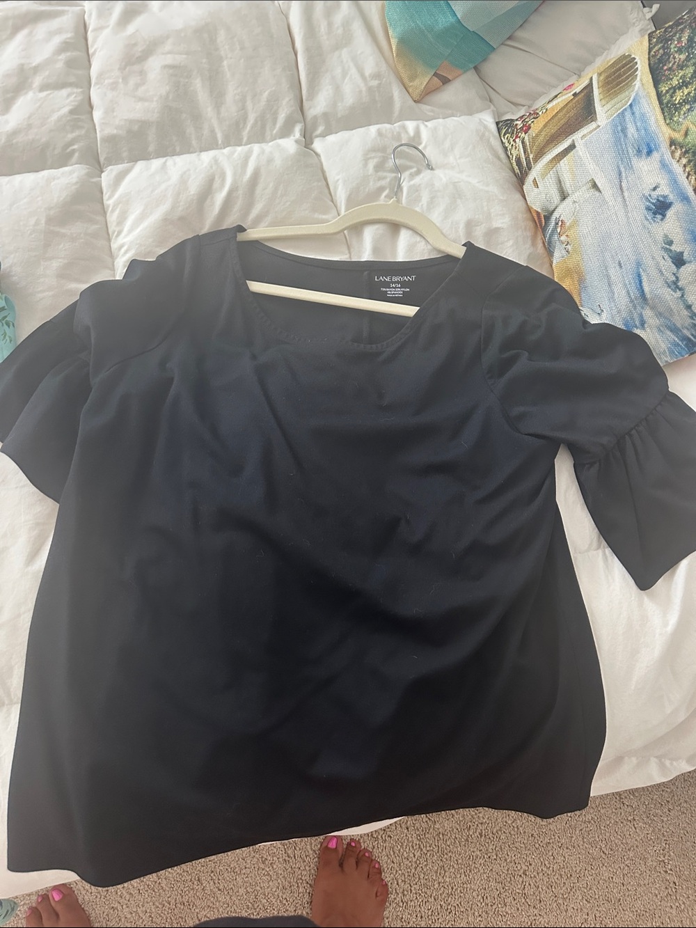 Lane Bryant Black Puff-Sleeve Blouse